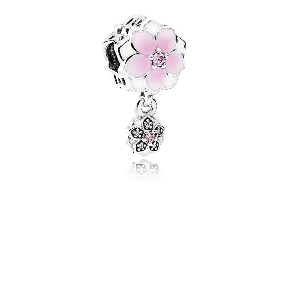 pandora magnolia bloom pale cerise enamel pink clear cz da ngle 792077pcz