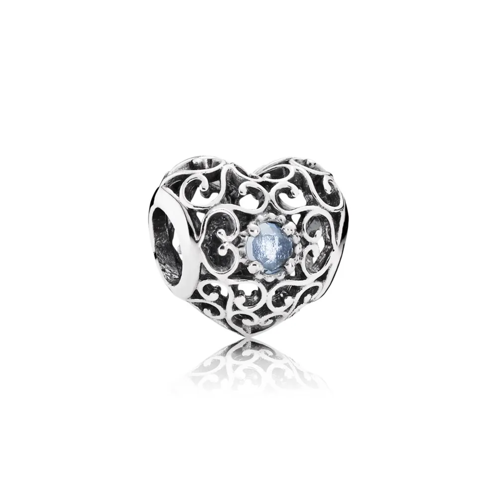 pandora march signature heart charm aqua blue crystal 791784nab