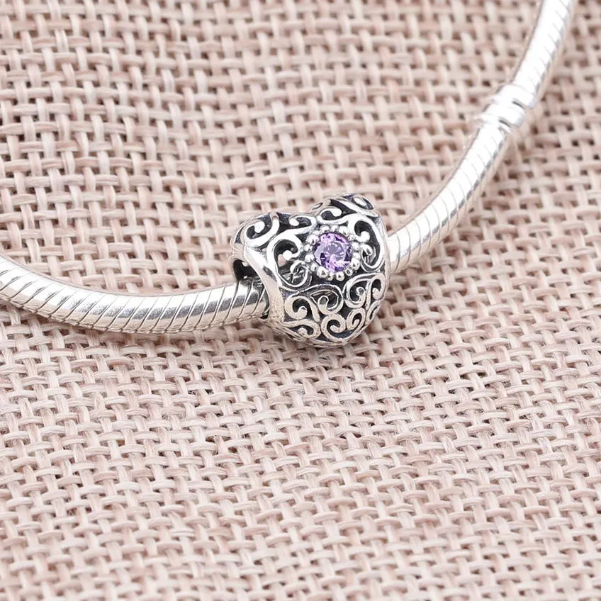 PANDORA March Signature Heart Charm, Aqua Blue Crystal - 791784NAB