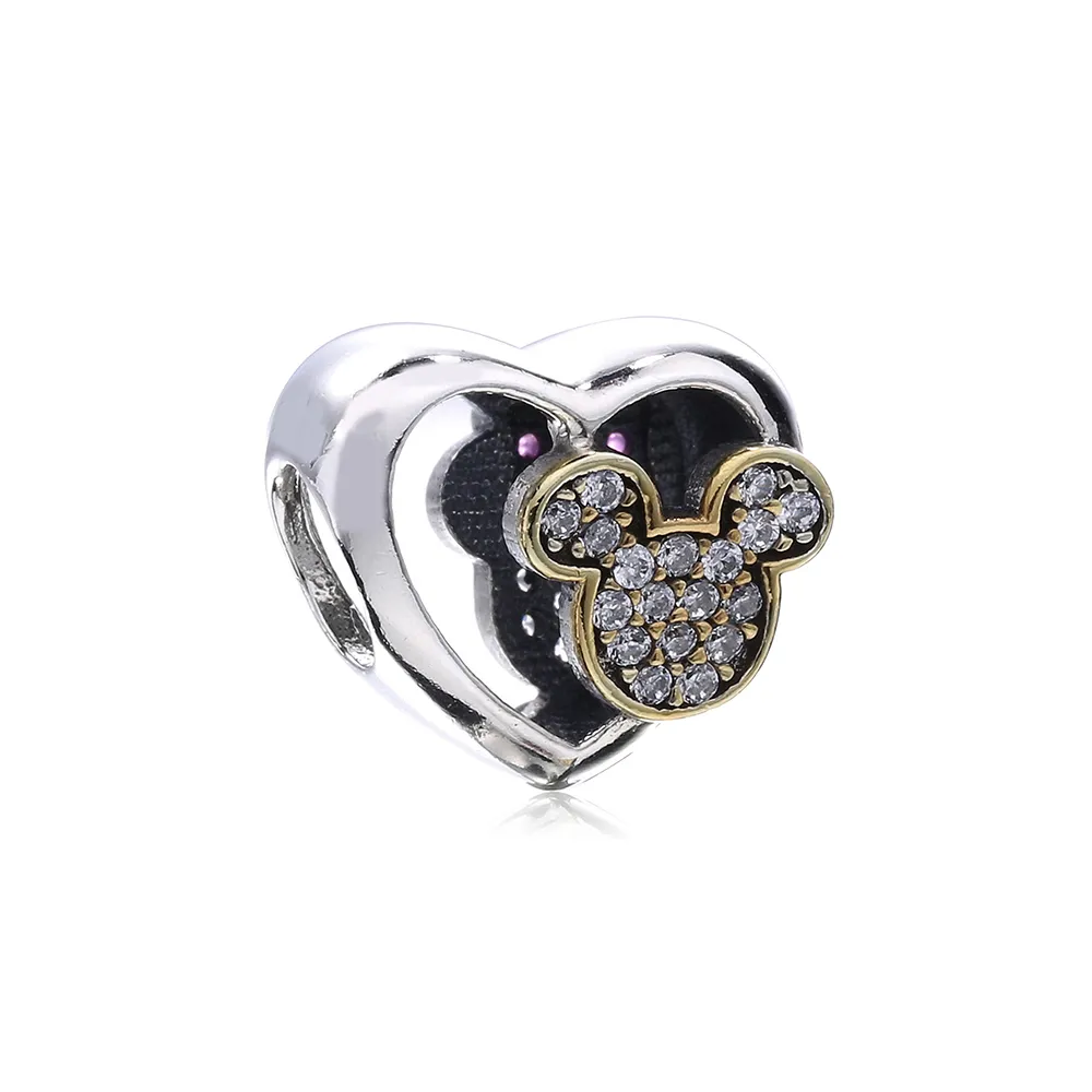 PANDORA Mickey and Minnie Together Charm, Clear CZ - PX00295-1