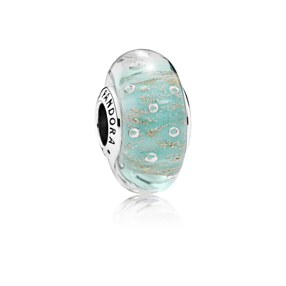 pandora mint glitter murano glass charm 791669