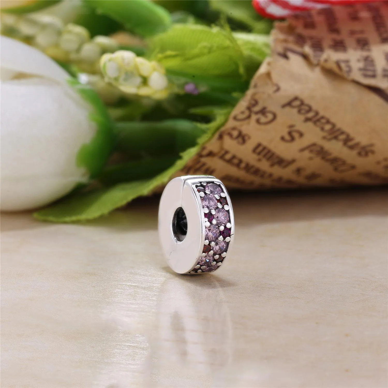 PANDORA Mosaic Shining Elegance, Fancy Pink Fancy Purple CZ Spacer - 791817CZSMX