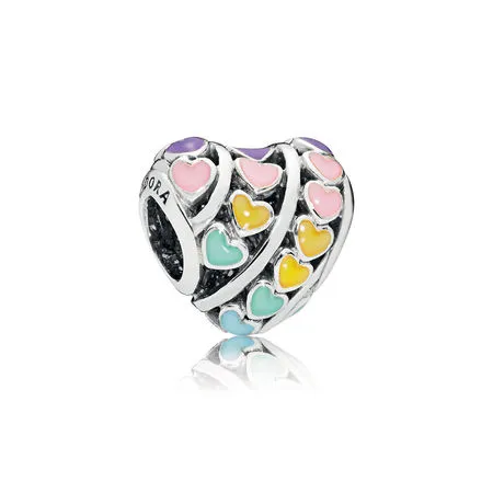 pandora multicolor hearts charm mixed enamel 797019enmx