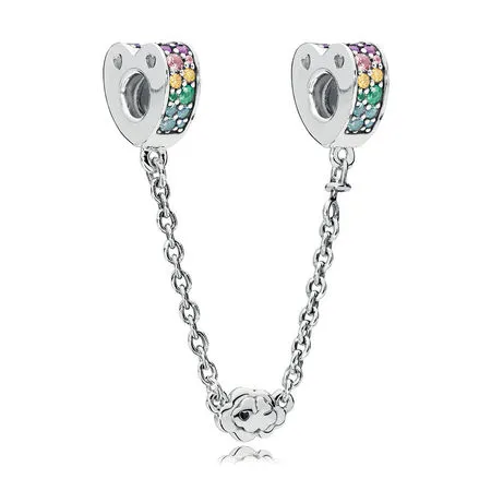 PANDORA Multi-Colored Arcs of Love Safety Chain, Multi-Colored CZ Crystals - 797021NRPMX