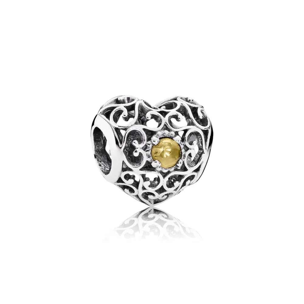 PANDORA November Signature Heart Birthstone Charmora Bead - 791784CI