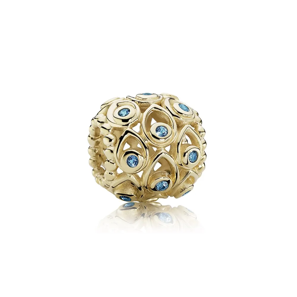 PANDORA Ocean Treasures Charm, Deep Blue Topaz 14K Gold - 750817TPP