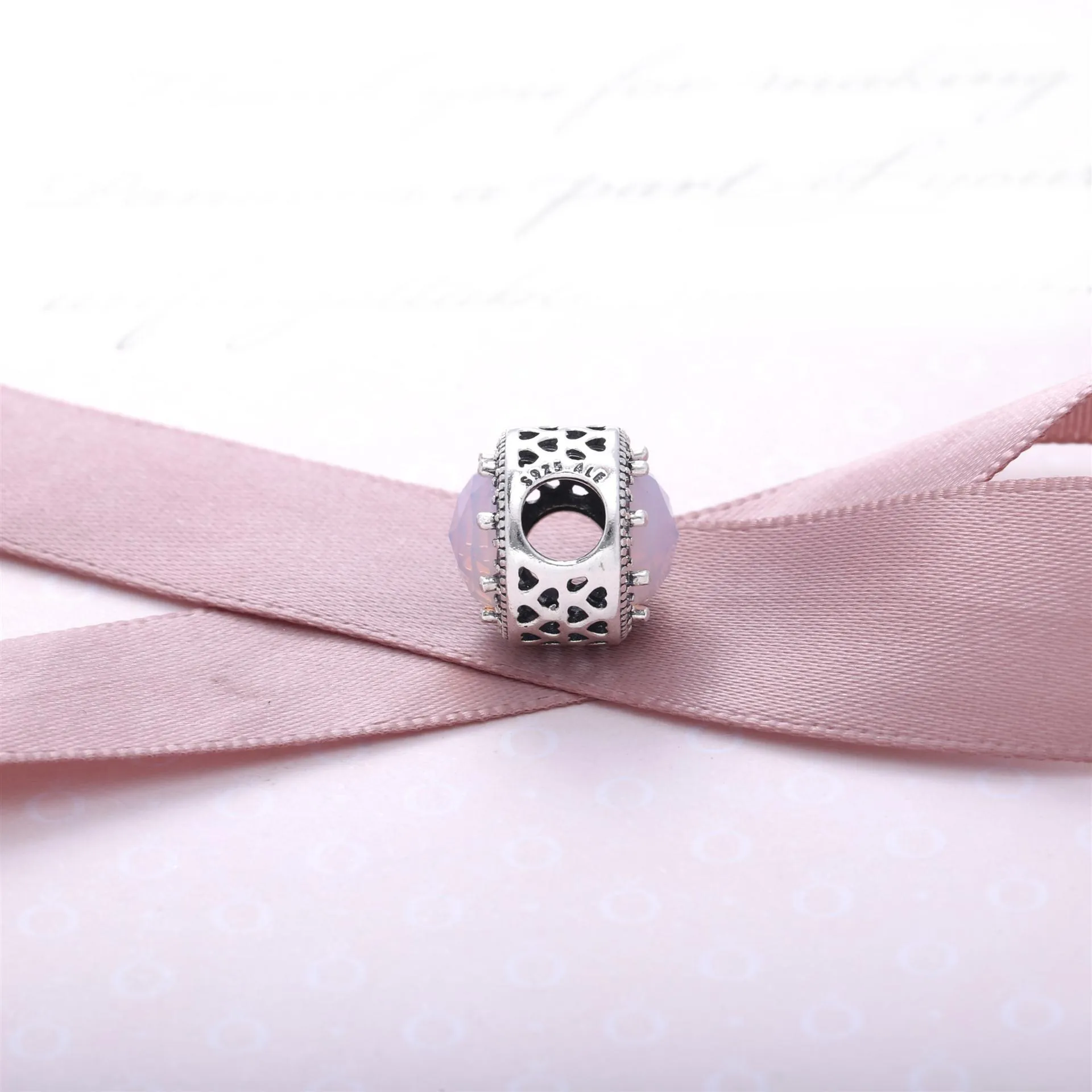 PANDORA Opalescent Pink Radiant Hearts Charm - 791725NOP