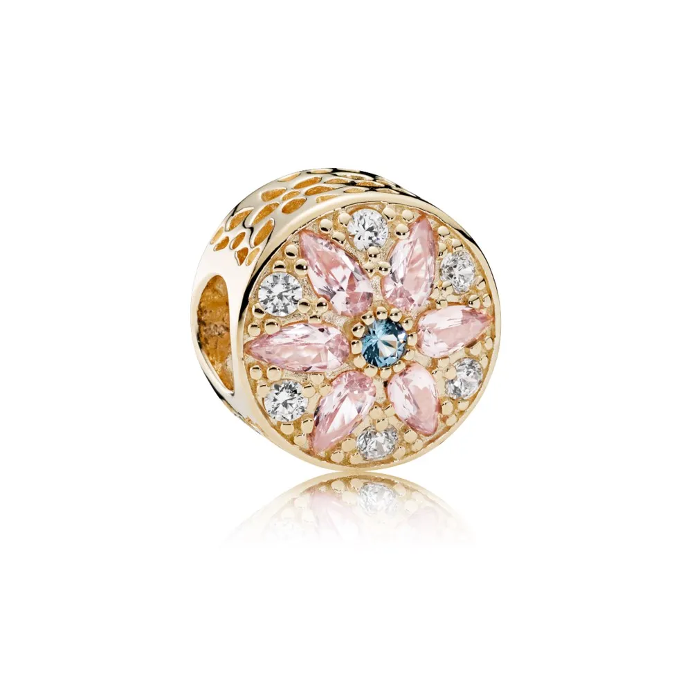 pandora opulent floral charm 14k gold multicolored crystals clear cz 751003nbp