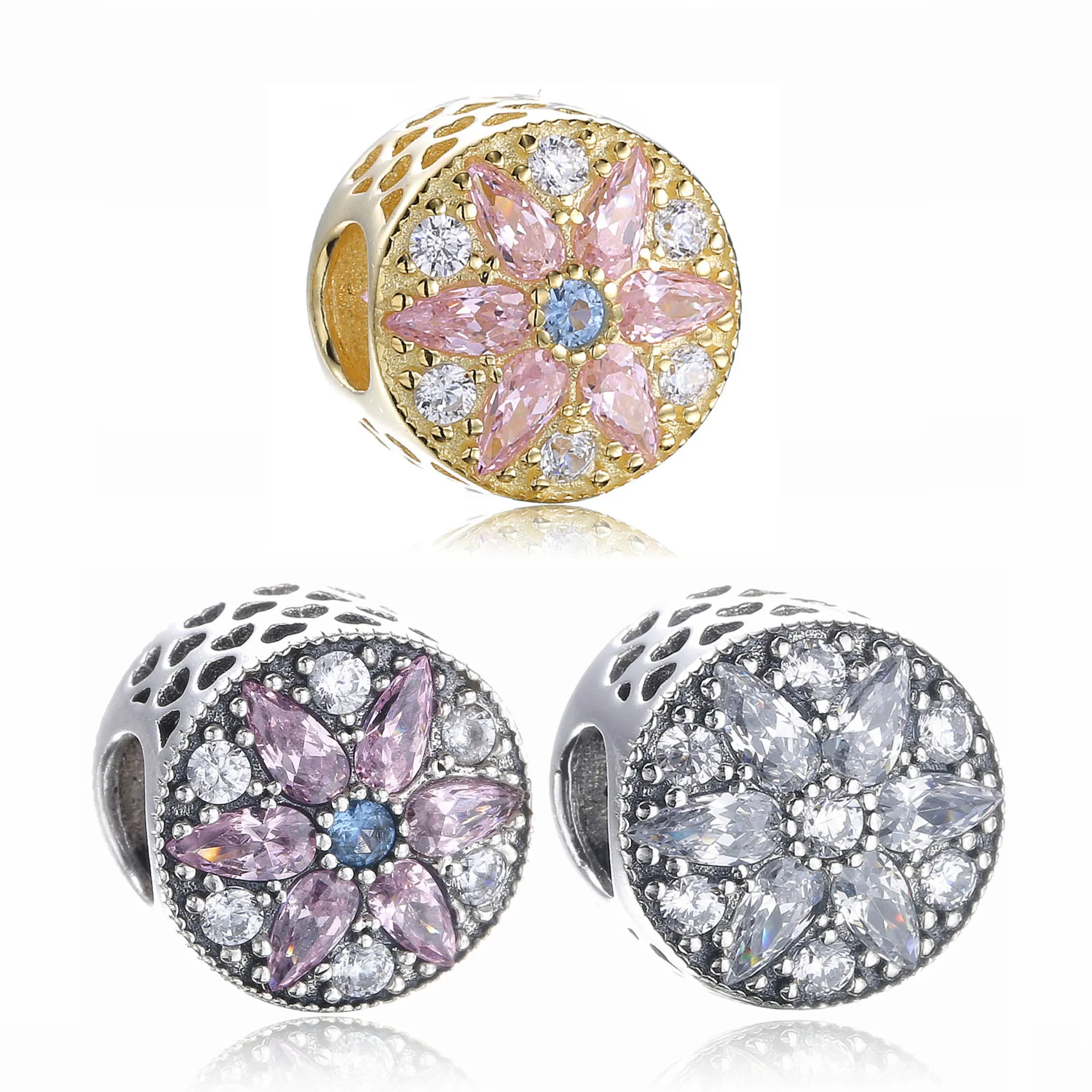 PANDORA Opulent Floral Charm, 14K Gold, Multi-Colored Crystals Clear CZ - 751003NBP