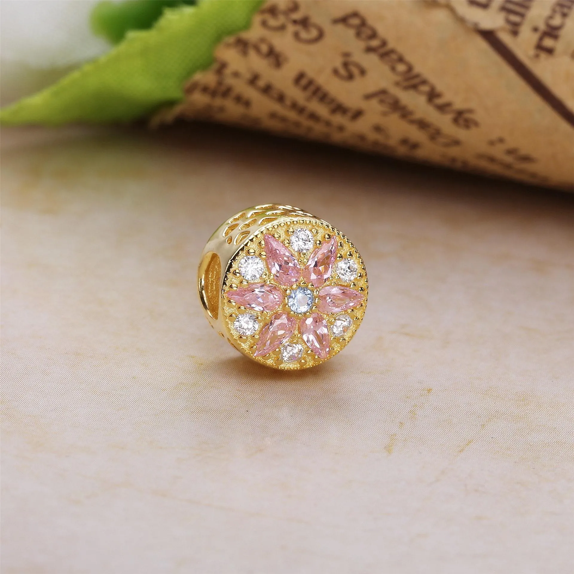 PANDORA Opulent Floral Charm, 14K Gold, Multi-Colored Crystals Clear CZ - 751003NBP