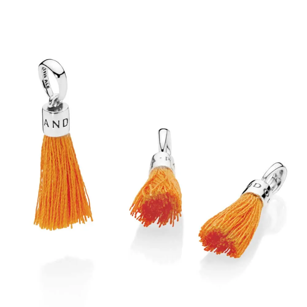 PANDORA Orange Fabric Tassel Dangle Charm - 797212COE