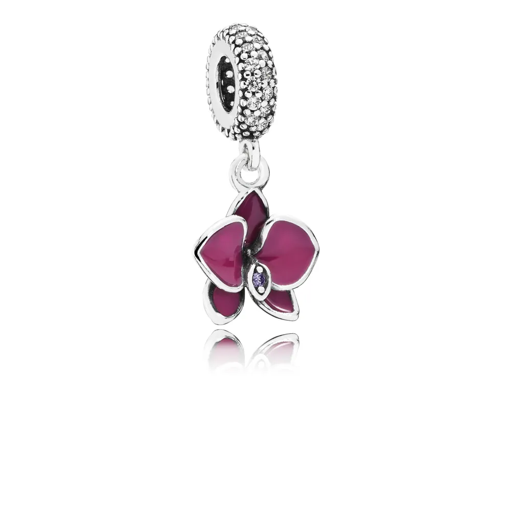 pandora orchid silver pendant charm 791554en69