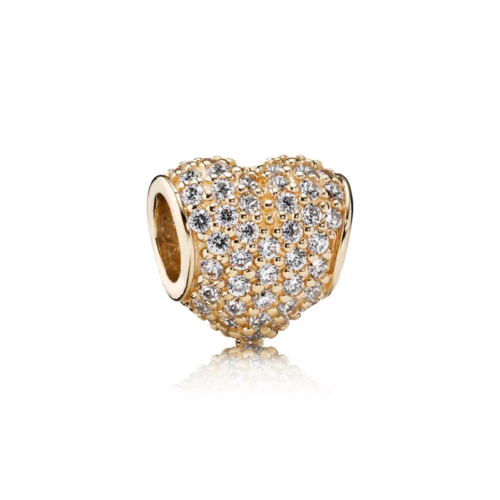 pandora pavé heart charm clear cz 14k gold 750828cz