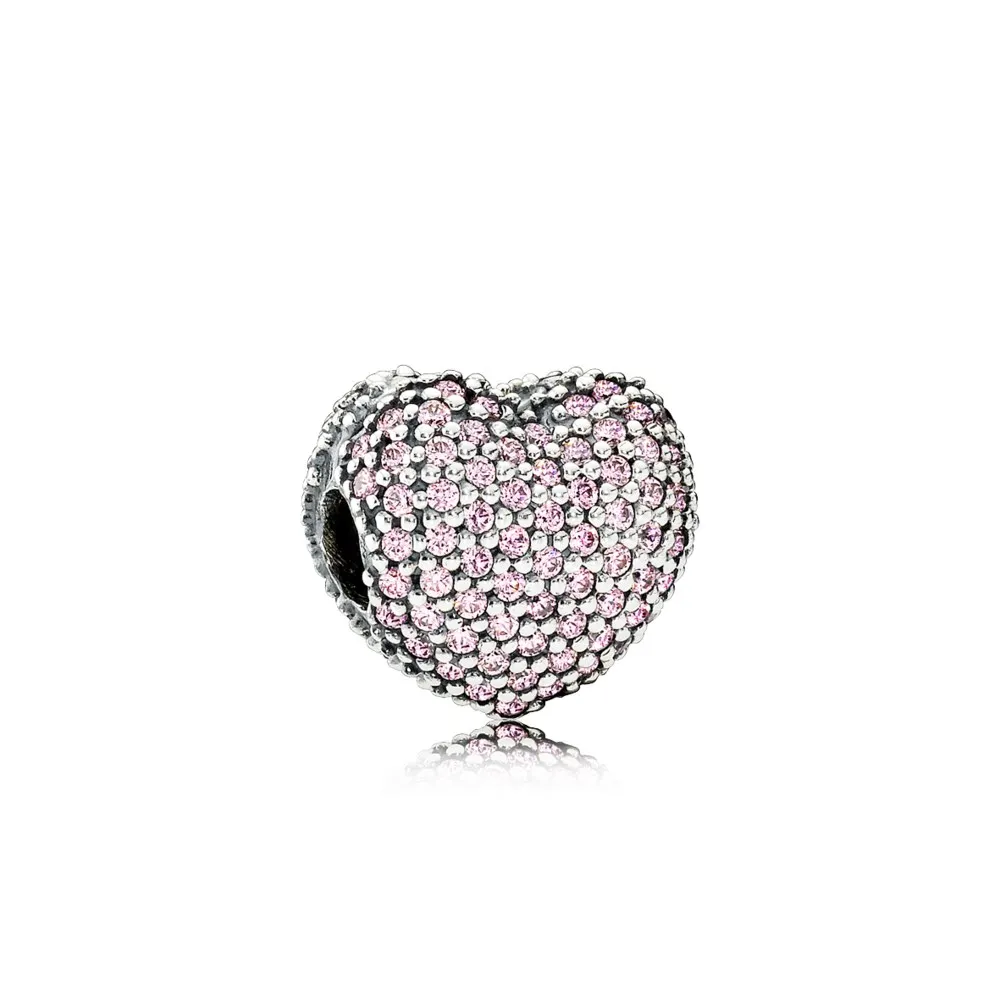 PANDORA Pavé Open My Heart Clip, Pink CZ - 791427PCZ