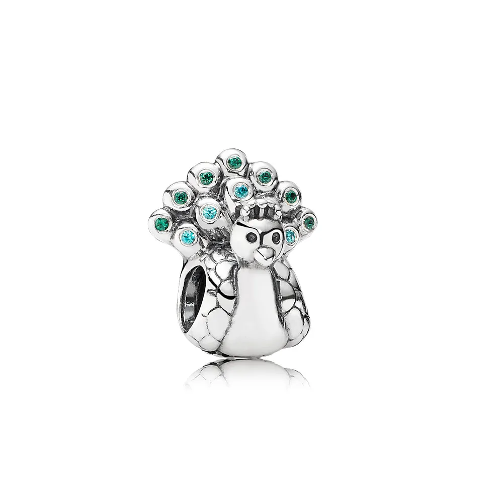 pandora peacock teal green cz charm 791227mcz