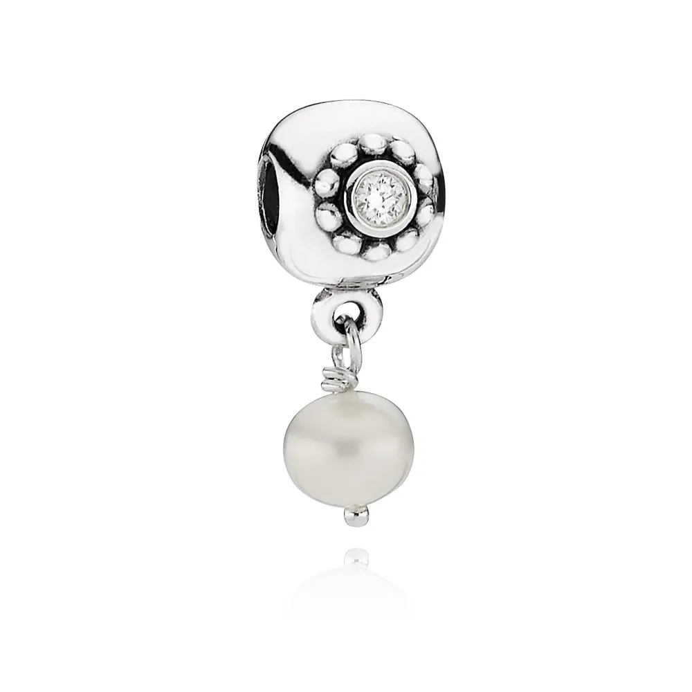 pandora pearl of wisdom dangle white pearl clear cz 790873p