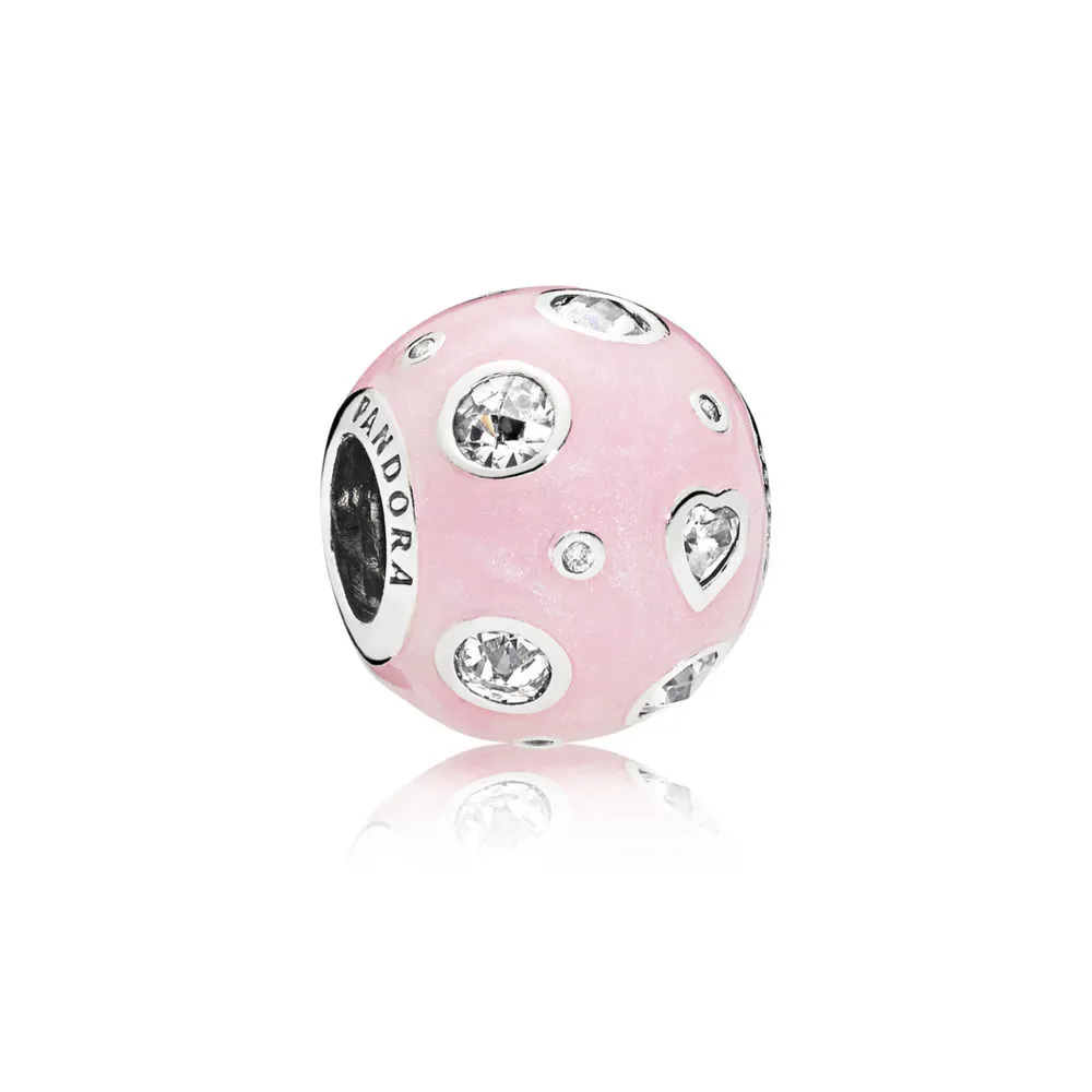 pandora pearlescent pink dreams charm light pink enamel clear cz 797033en153