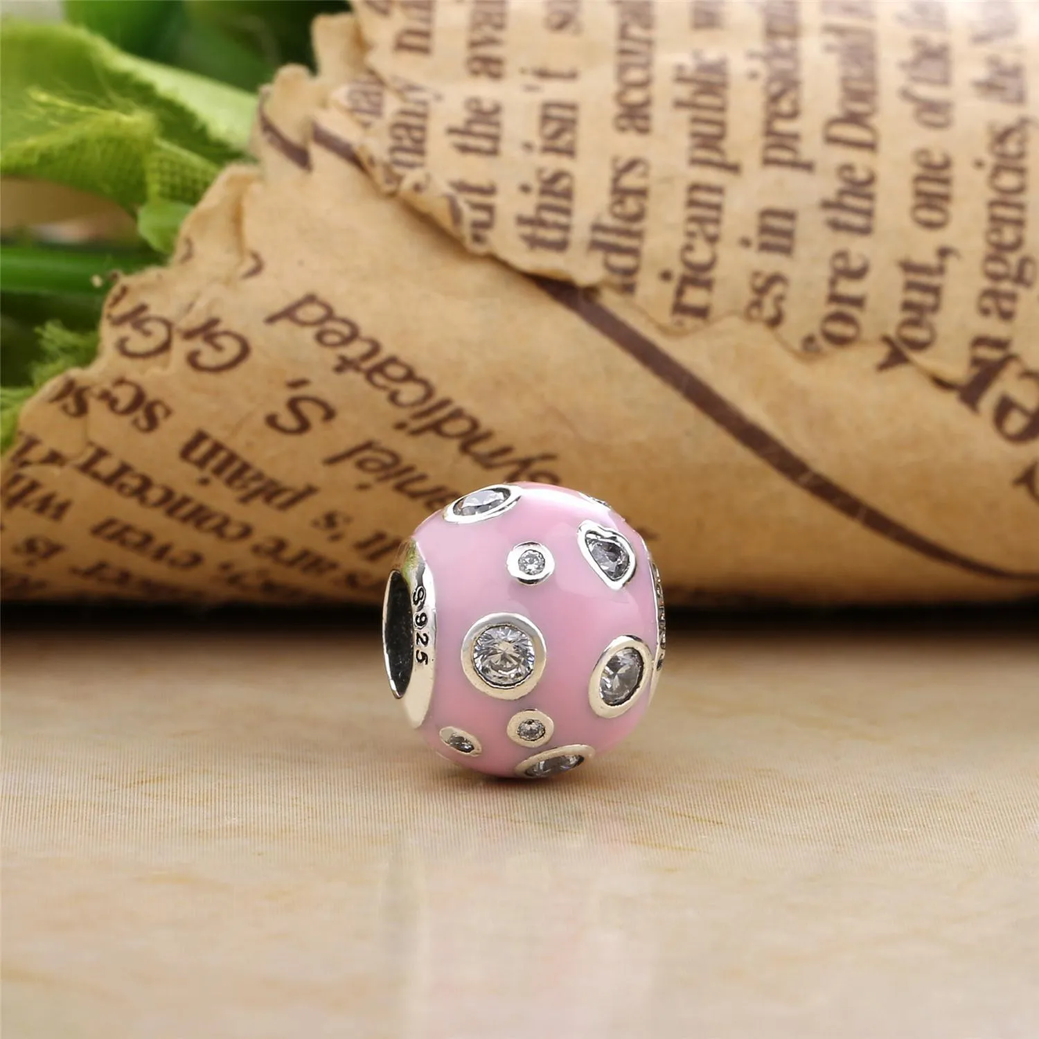 PANDORA Pearlescent Pink Dreams Charm, Light Pink Enamel & Clear CZ - 797033EN153