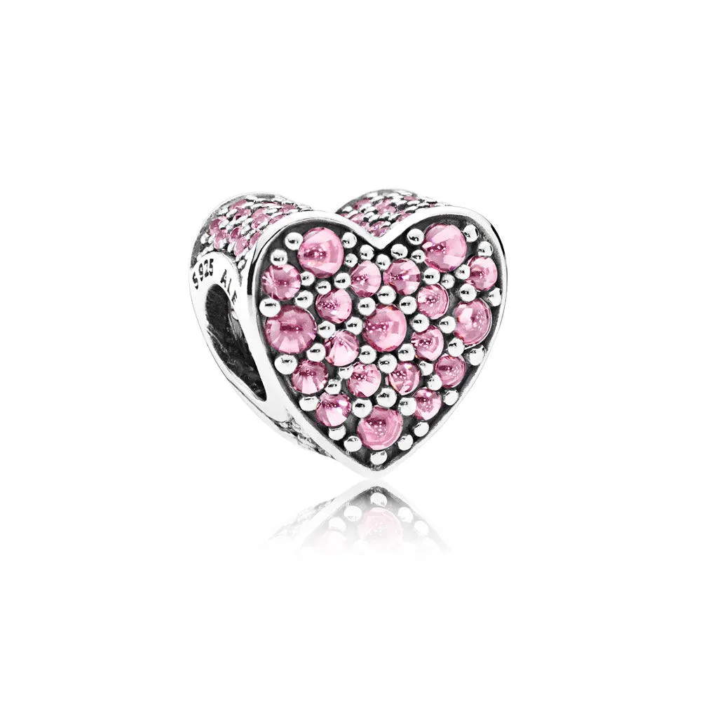 pandora pink dazzling heart pink cz charm 792069pcz