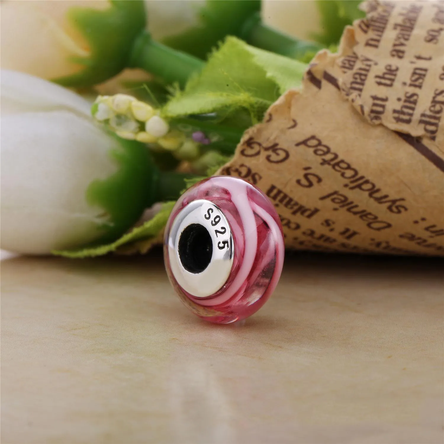 PANDORA Pink Glass Murano Charm - PL00068-1