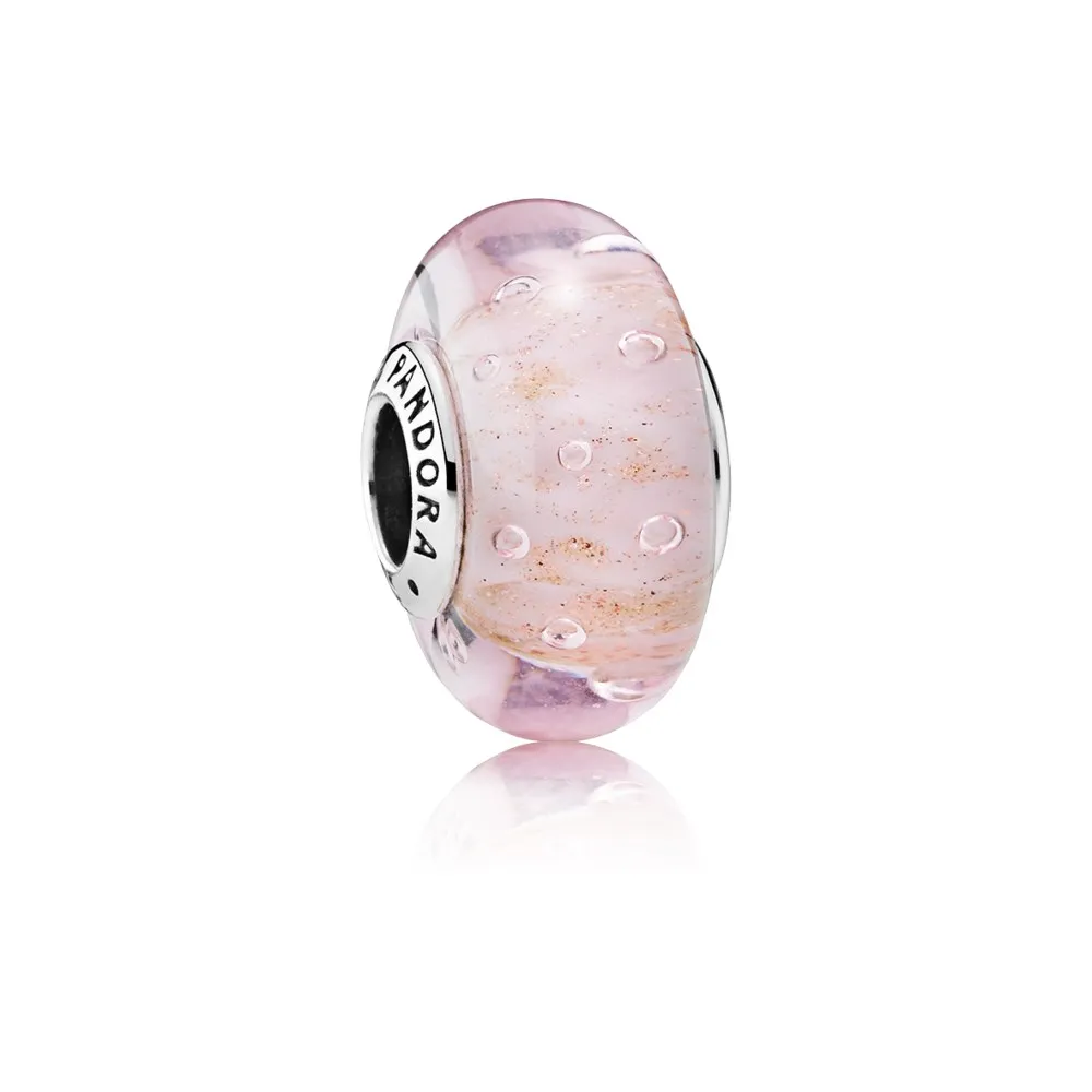 pandora pink glitter murano glass charm 791670