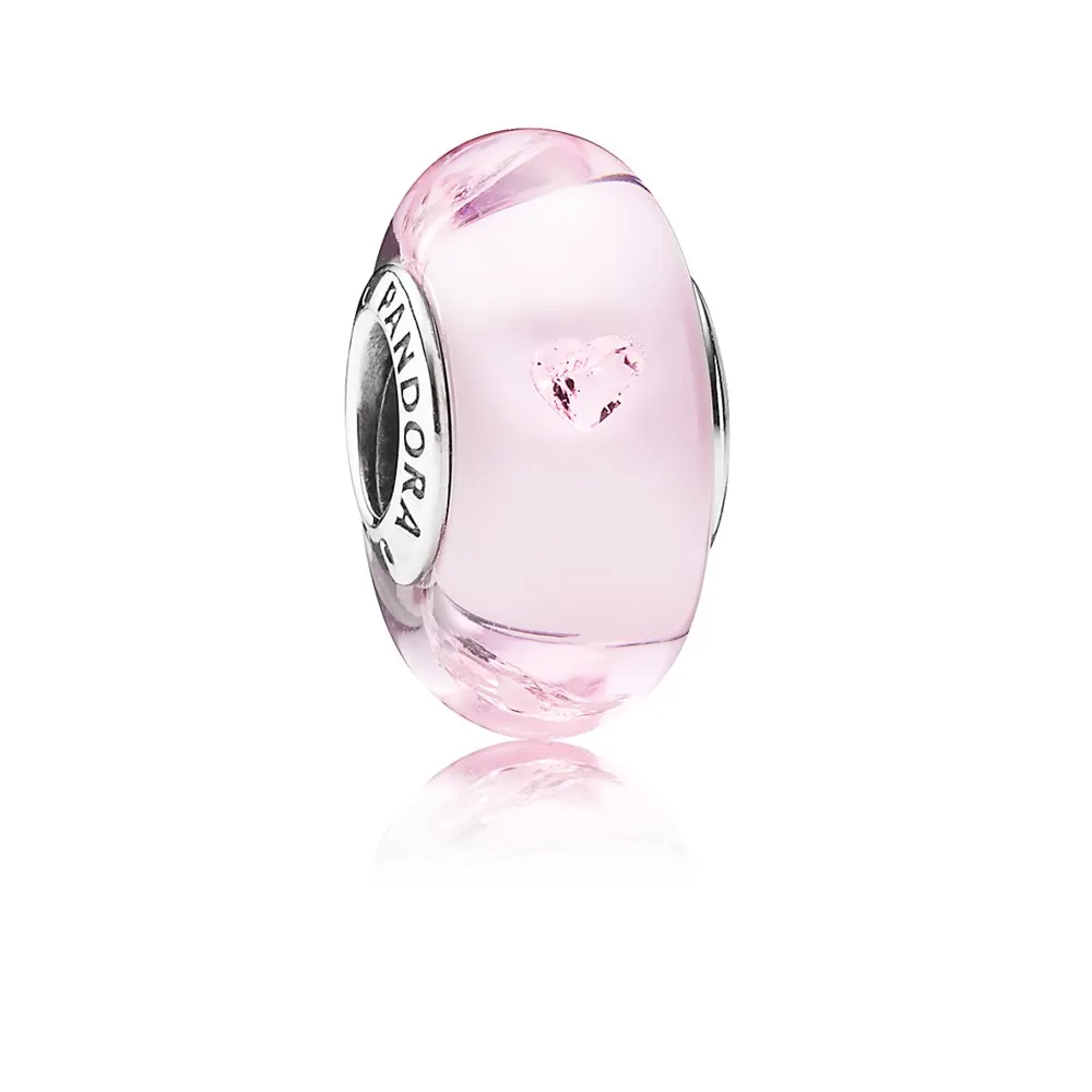 pandora pink hearts charm murano glass pink cz 791632pcz