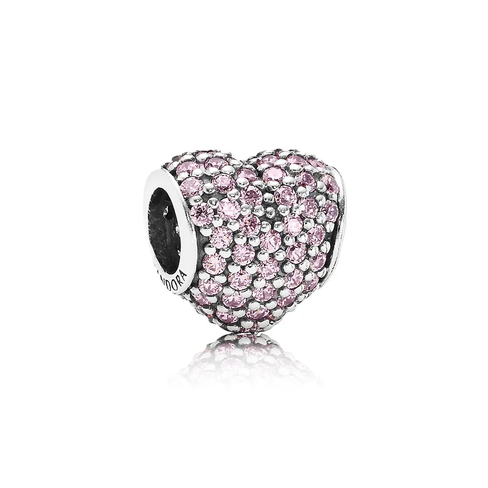 PANDORA Pink Pavé Heart Charm - 791052PCZ