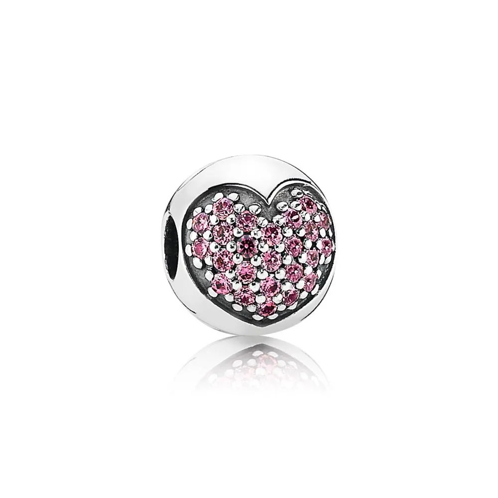 pandora pink pavé heart clip 791053czs