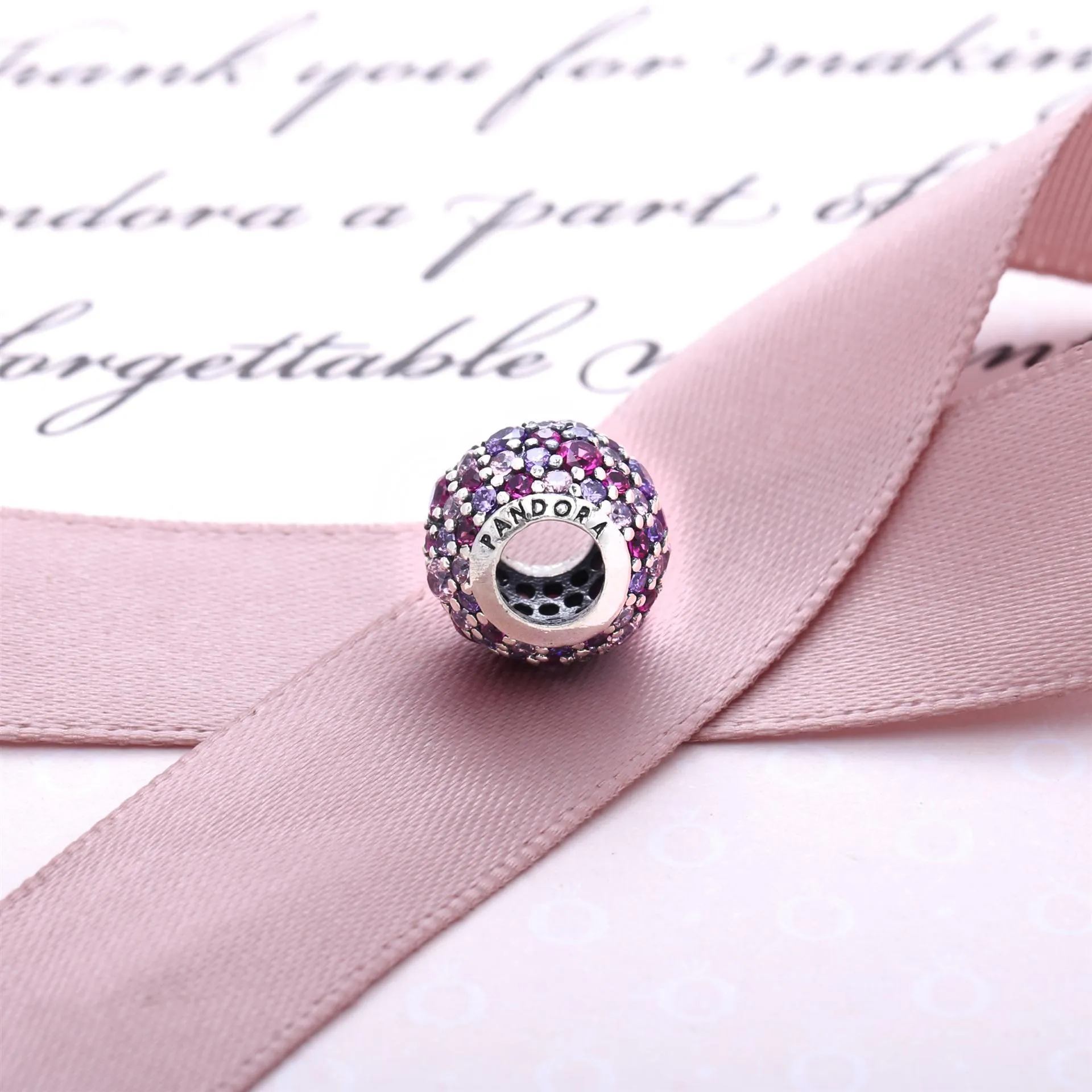 PANDORA Pink Sparkles Pavé Ball Charm - 791261ACZMX