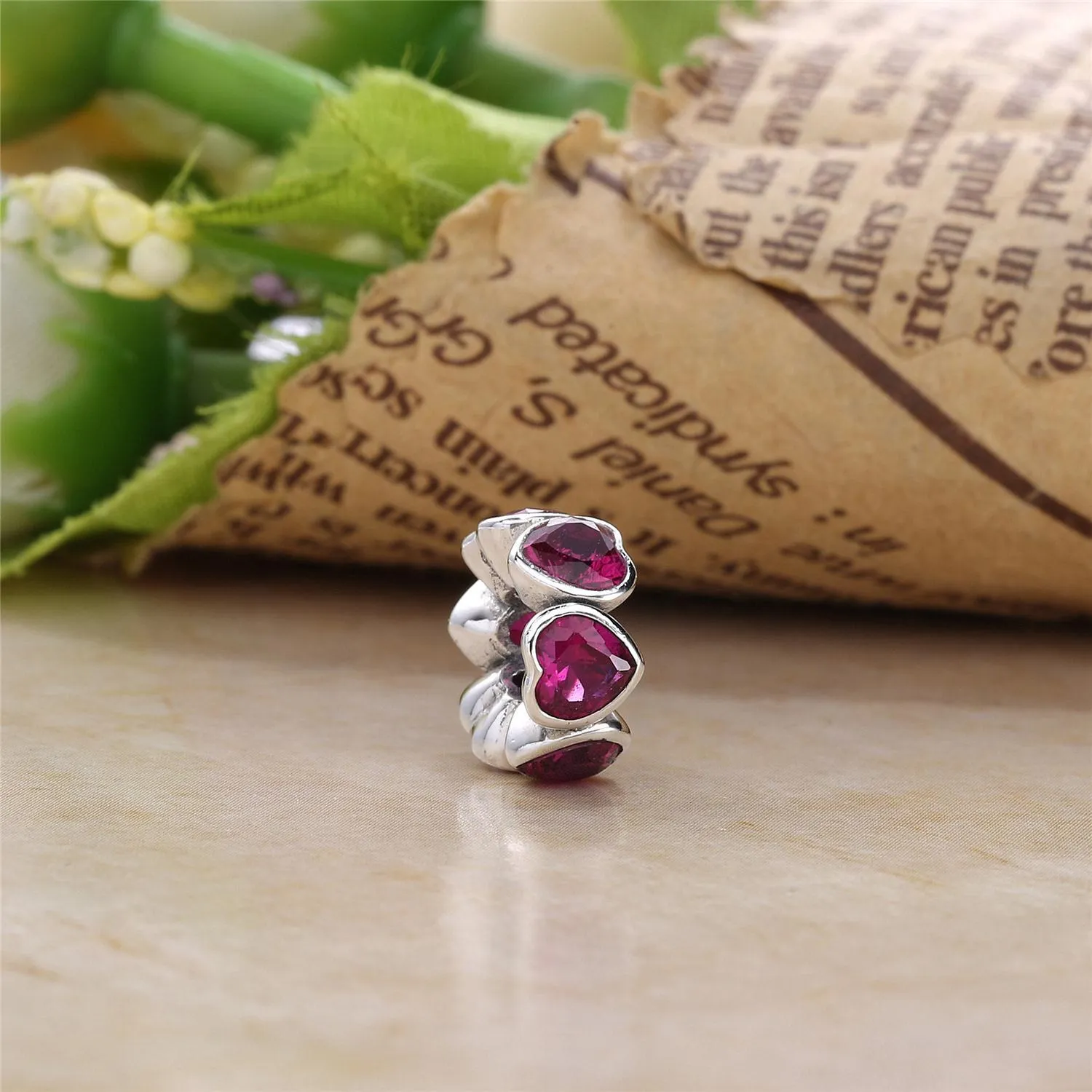 PANDORA Pink Sparkling Heart Spacer - 791252CZS