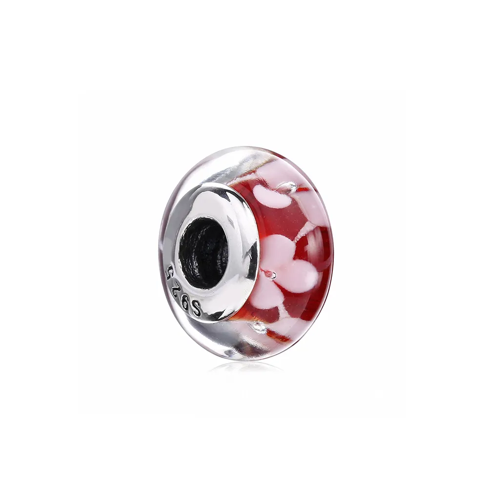 PANDORA Plum blossom Glass Murano Charm - PL00065-1