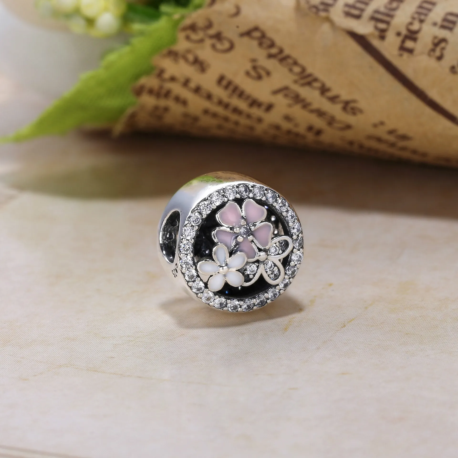 PANDORA Poetic Blooms, Mixed Enamels & Clear Cz Charm - PX00275-1