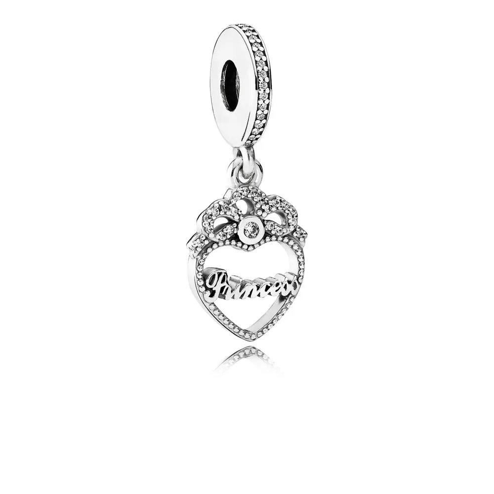 PANDORA Princess Crown Heart Pendant Charm - 791962cz