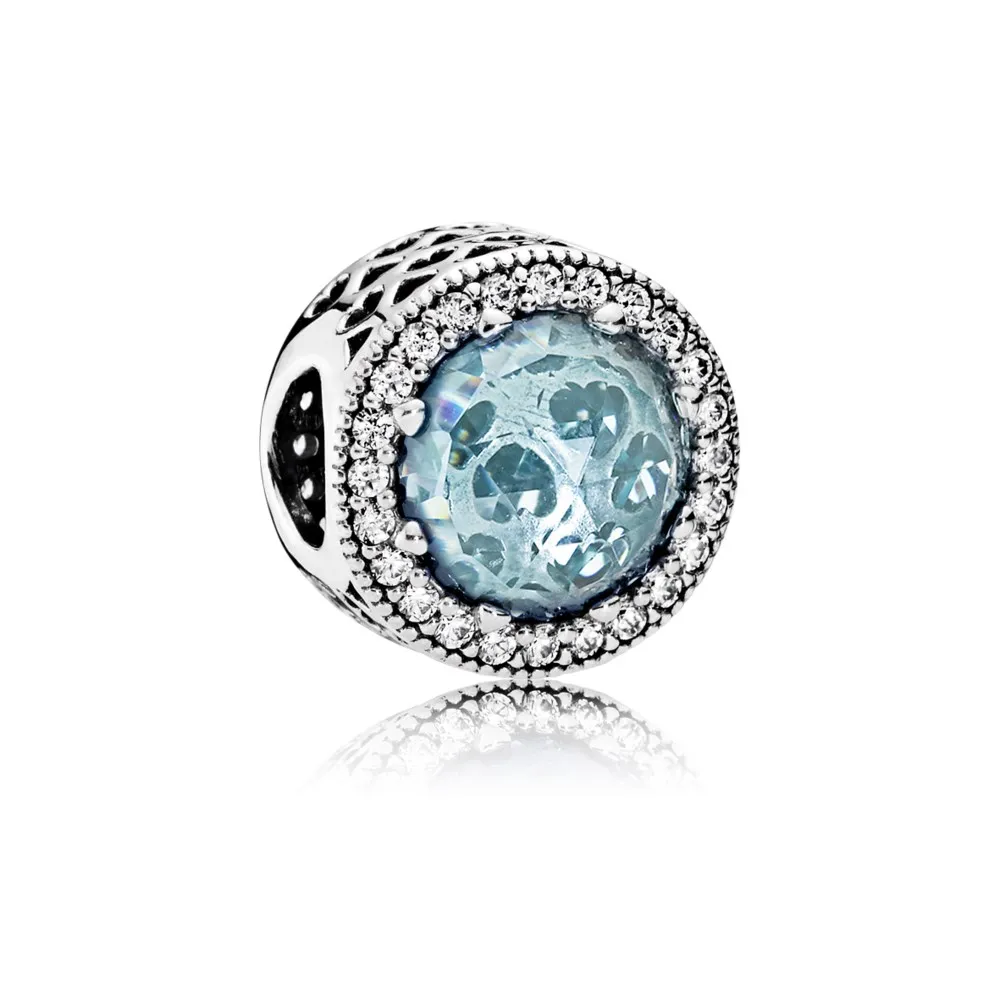 pandora radiant hearts glacierblue crystals clear cz charm 791725ngl