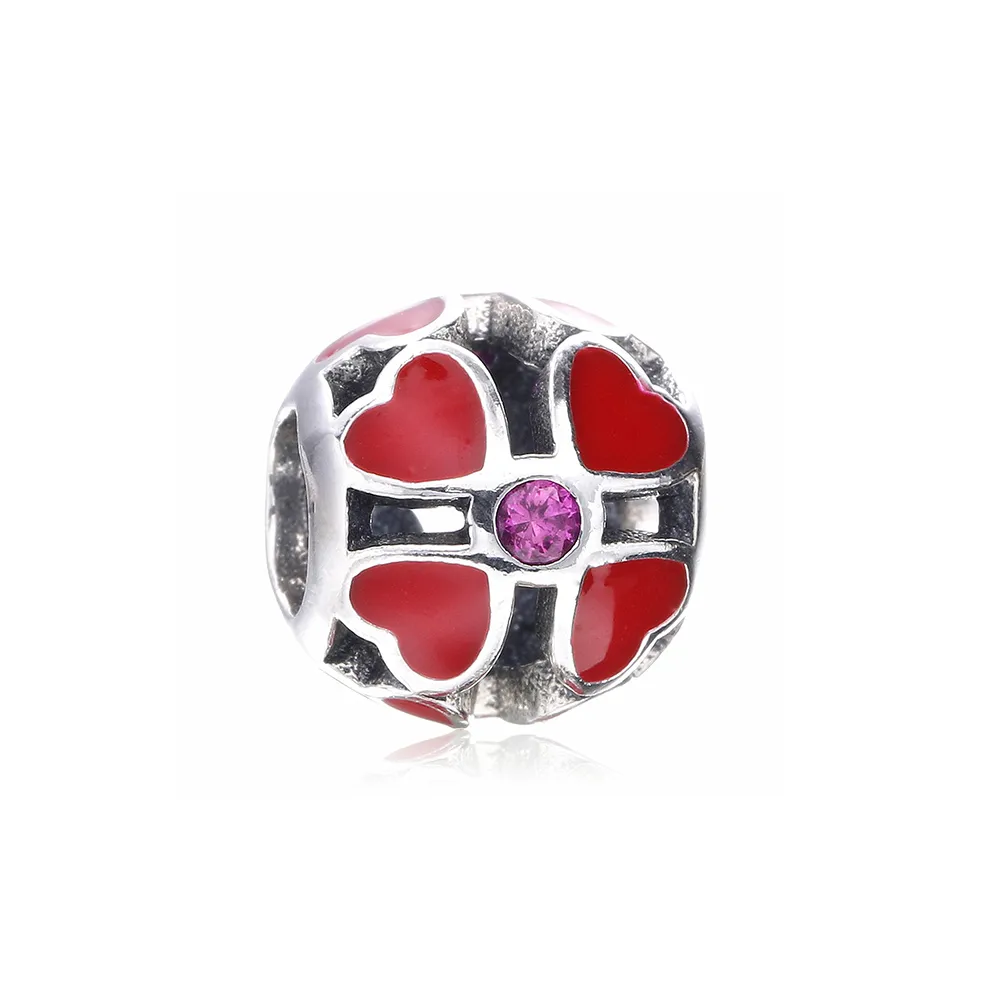 pandora red clover charm pd001101