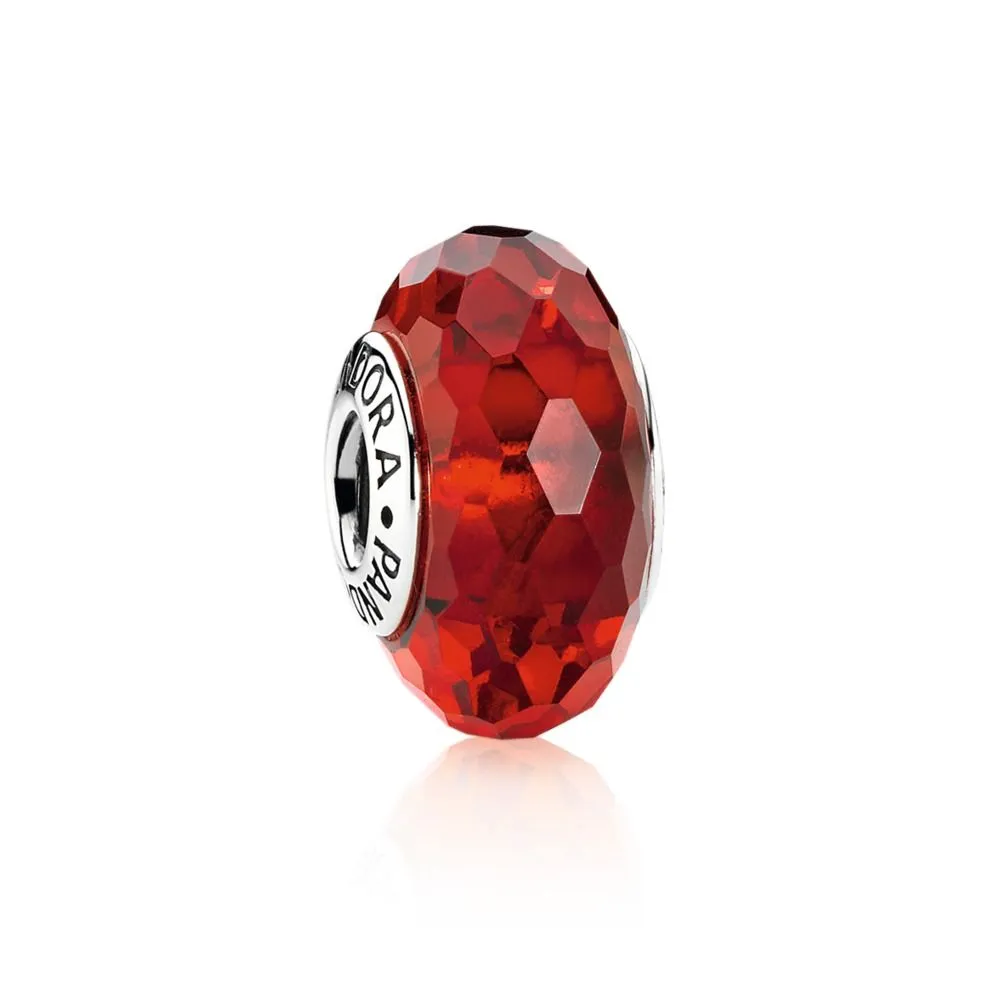 pandora red faceted murano bead 791066