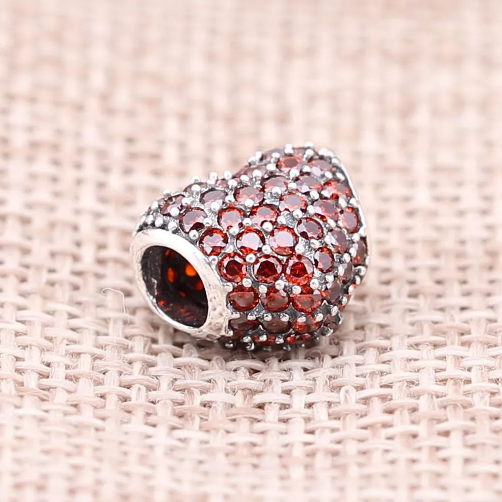 PANDORA Red Pavé Heart Charm - 791052CZR