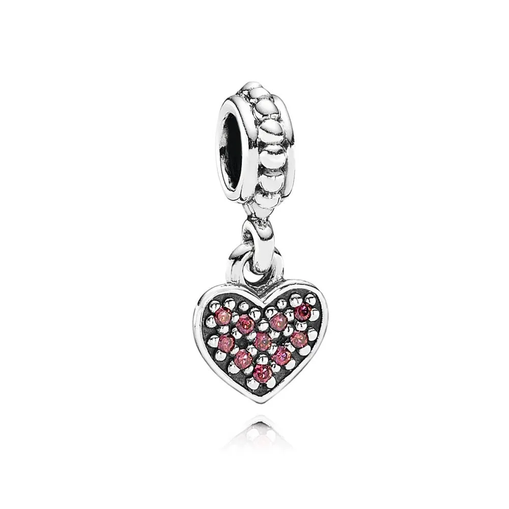 pandora red pavé heart pendant charm 791023czr