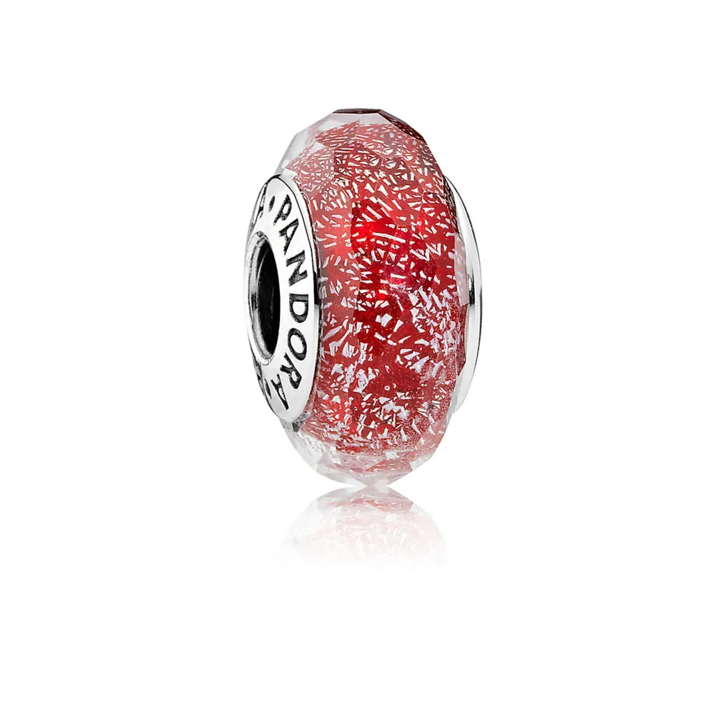 pandora red shimmer glass murano bead 791654