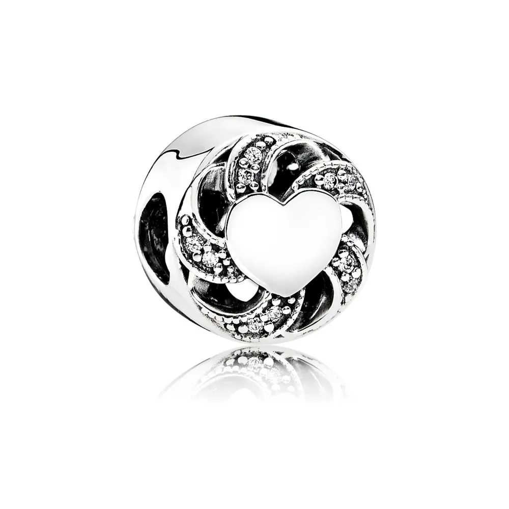 pandora ribbon heart charm 791976cz