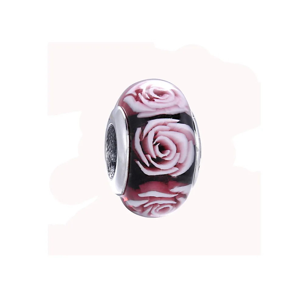 PANDORA Rose Flower Glass Murano Charm - PL00031-1