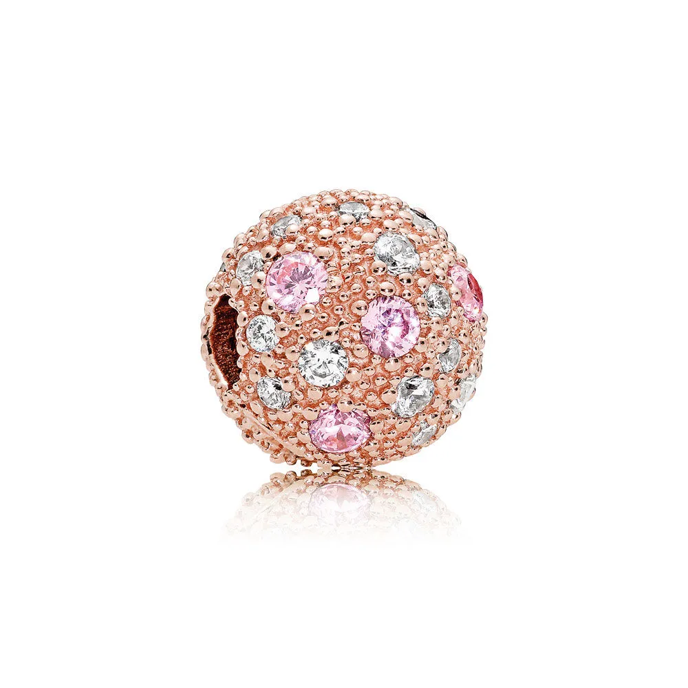 pandora rose pink clear cz cosmic stars clip 781286pcz