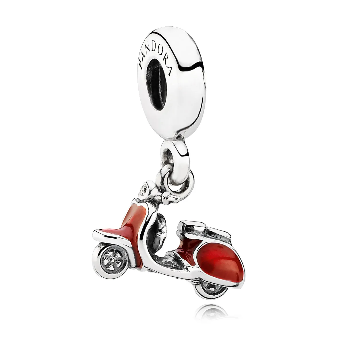 pandora scooter dangle red enamel clear cz 791140en42