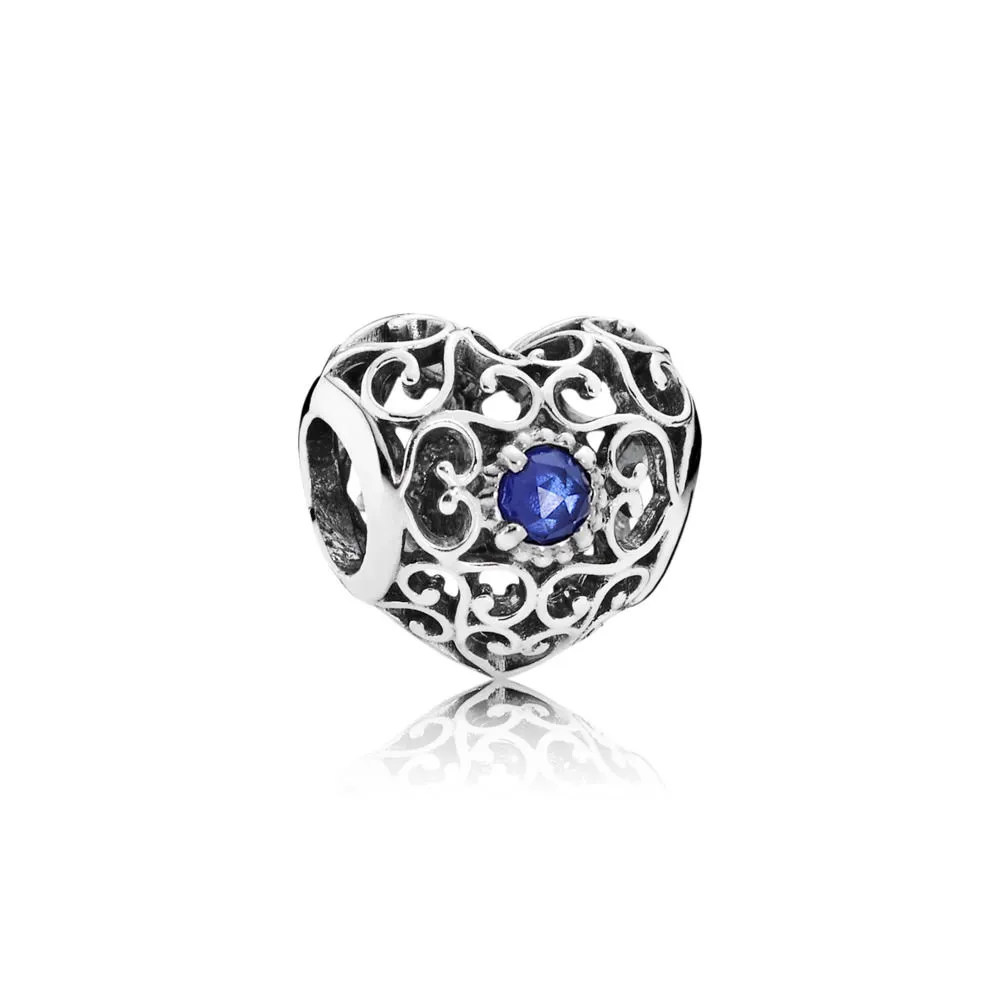 PANDORA September Signature Heart Birthstone Charm - 791784SSA