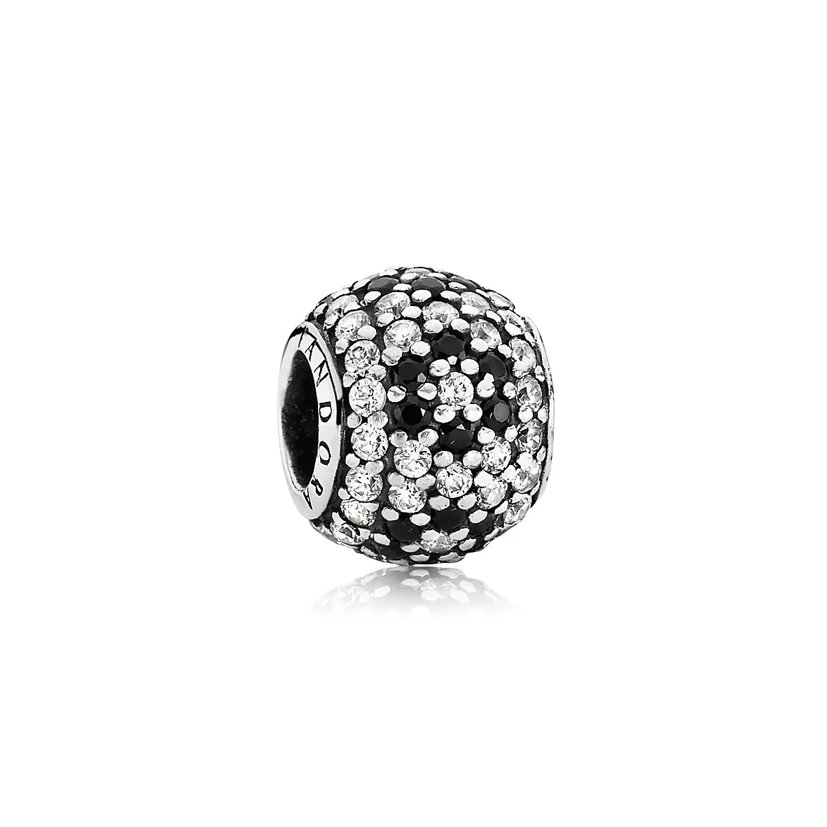 pandora shimmering blossom black crystal clear cz charm 791170nck