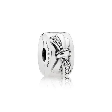 PANDORA Shiny Bow Clip, Clear CZ - 797304CZ