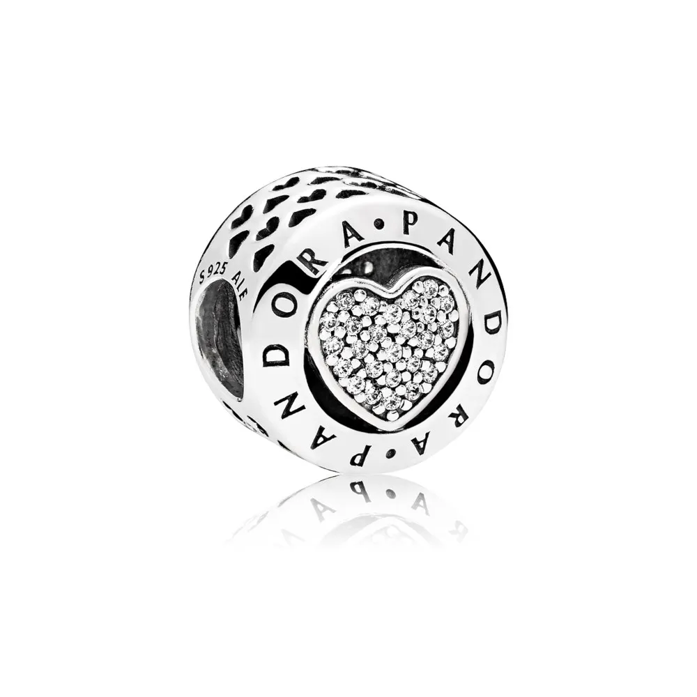 PANDORA Signature Heart Clear CZ Charm - 796218CZ