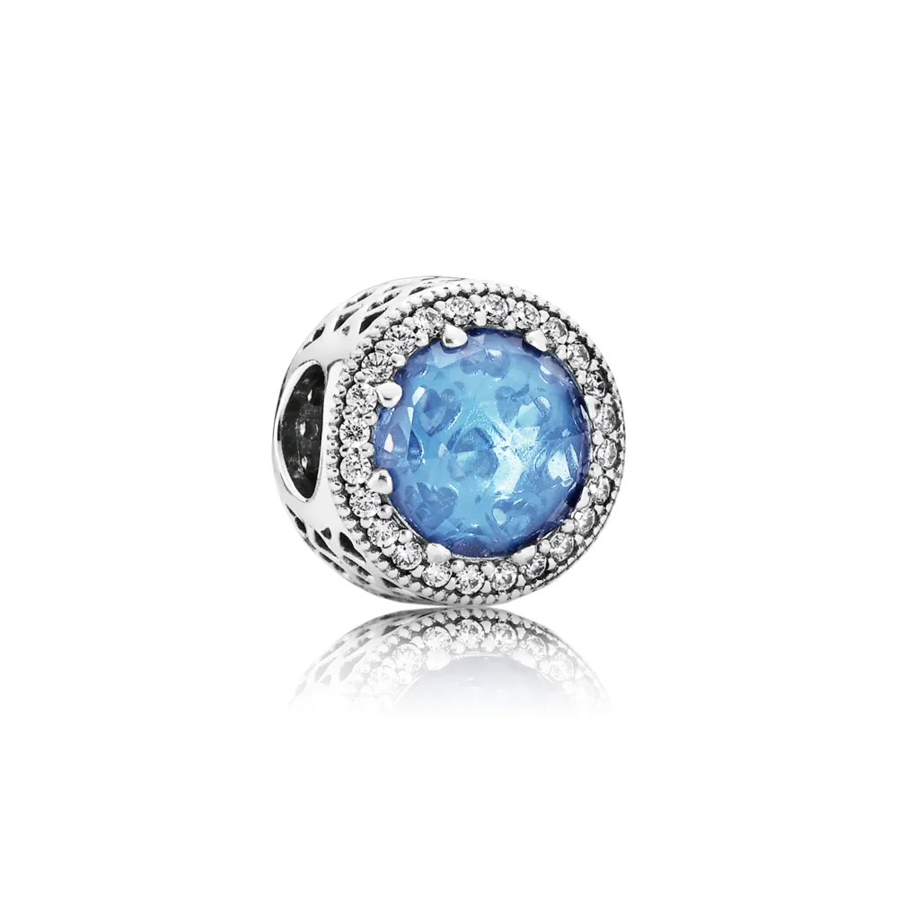 PANDORA Sky Blue Radiant Hearts Charm - 791725NBS