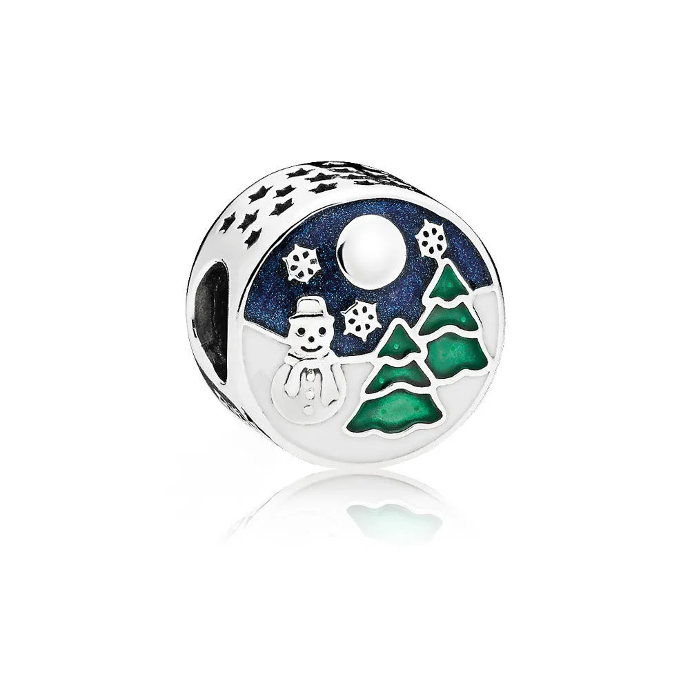 PANDORA Snowy Wonderland Charm, Blue & Green Enamel - 796384ENMX