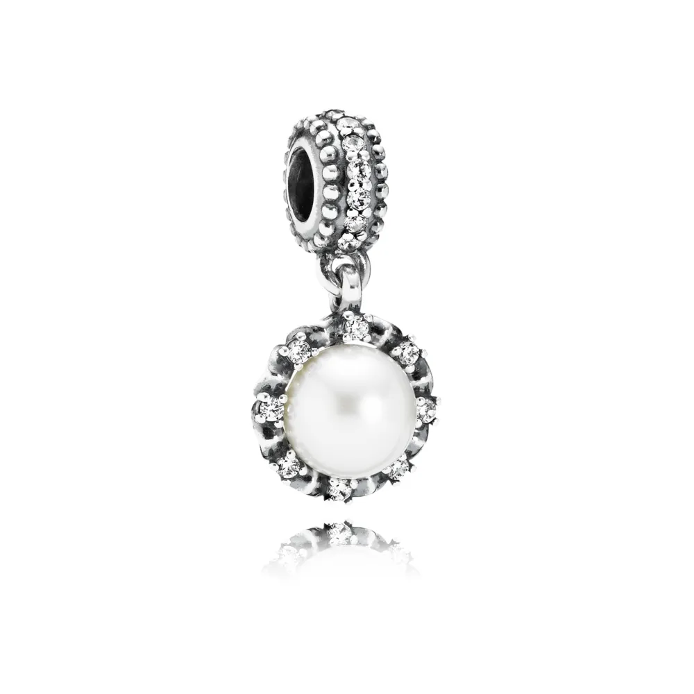 pandora sparkling pearl pendant charm 791385p